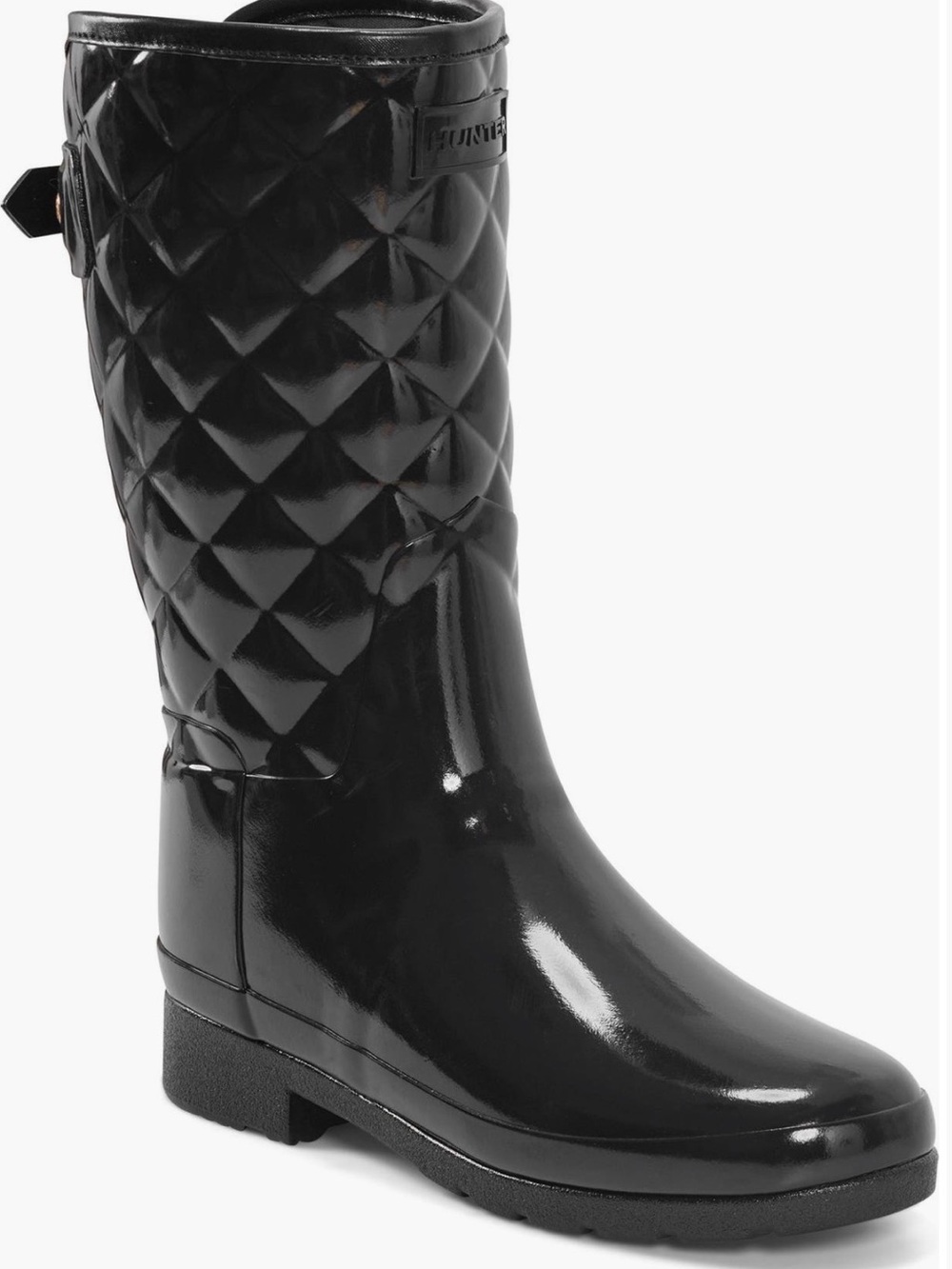 Hunter Refined High Gloss quilted short waterproof rain boots sz 7 brand new